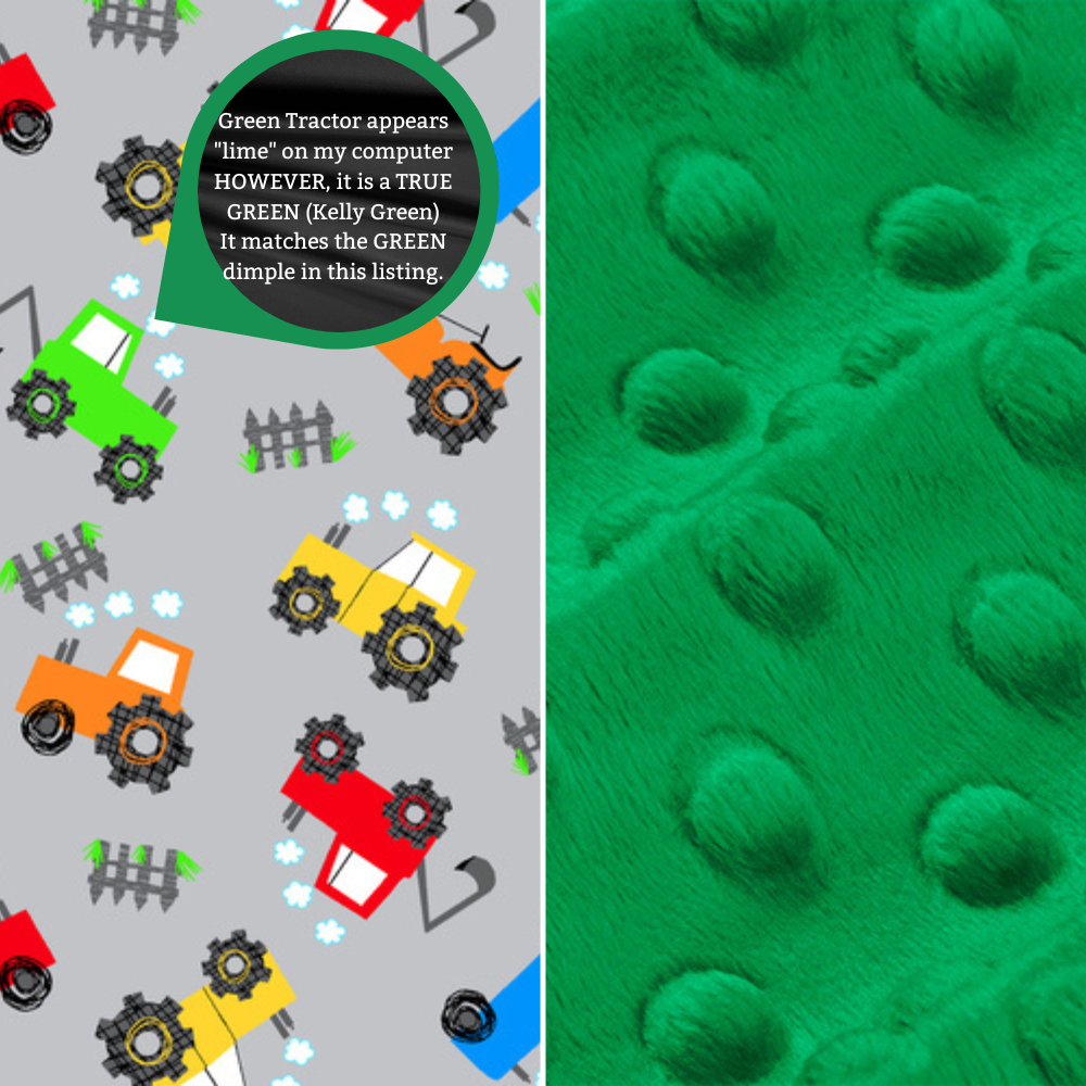 Personalized Baby Gift - Custom Tractor Flannel and Cuddle Minky Crib Blanket