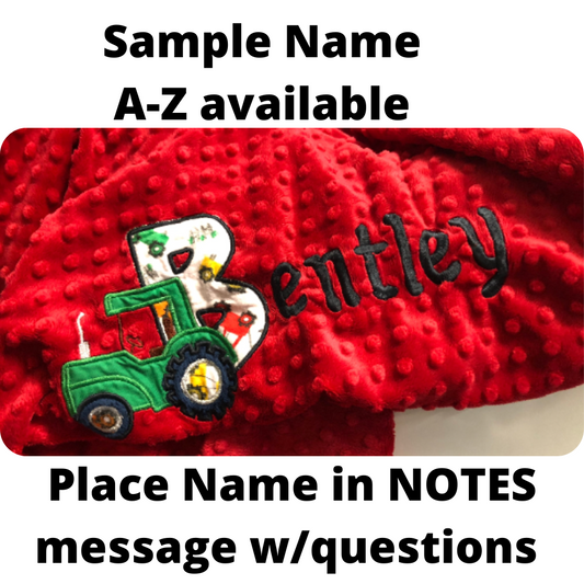 Personalized Baby Gift - Custom Tractor Flannel and Cuddle Minky Crib Blanket