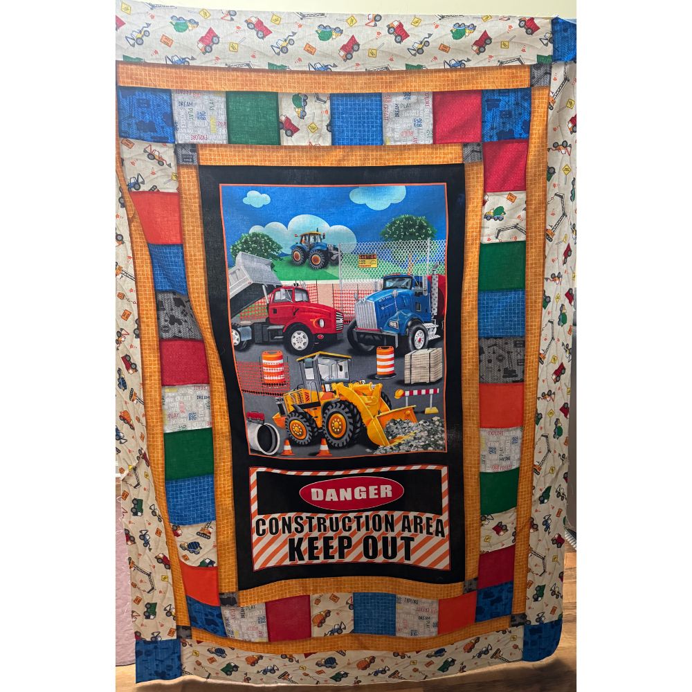Building Dreams Construction Zone Panel Easy DIY Beginner QUILT KIT Construction Equipment Picture This Pattern