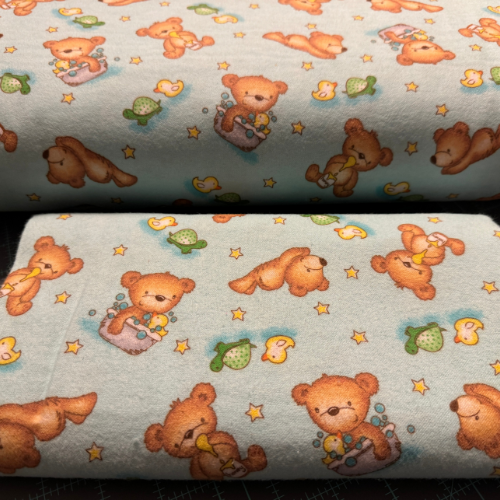 Teddy Bears & Rubber Ducky Comfy baby flannel fabric by the yard REMNENT - EOB 2 1/3 yard