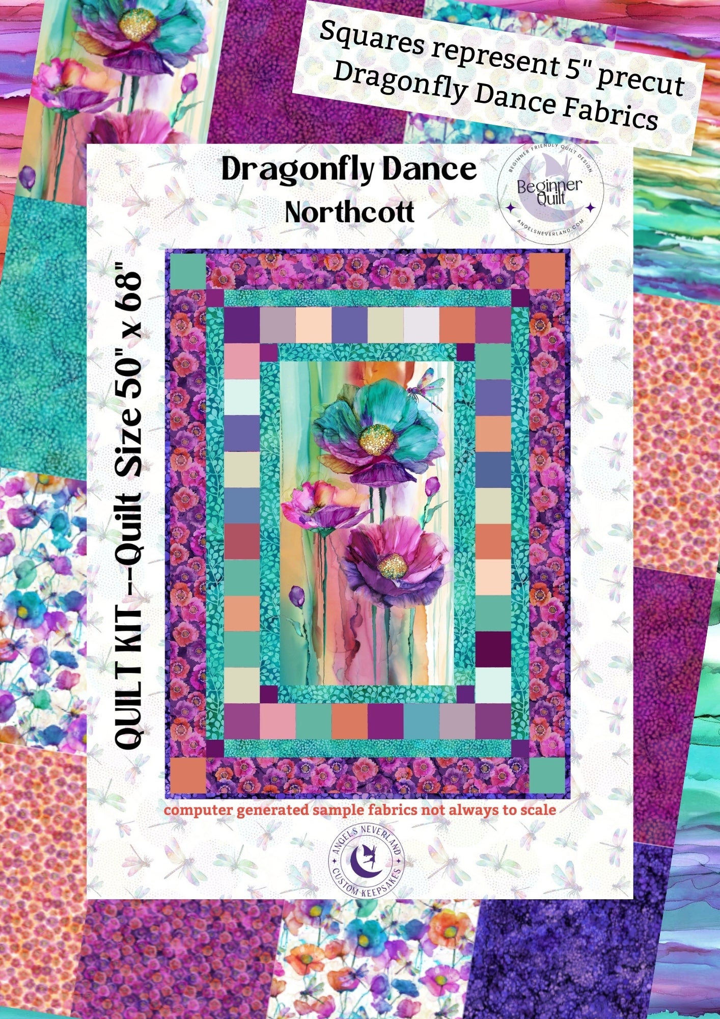 Dragonfly Dance Panel & PRECUTS - DIY Beginner Quilt Kit - Picture This Pattern