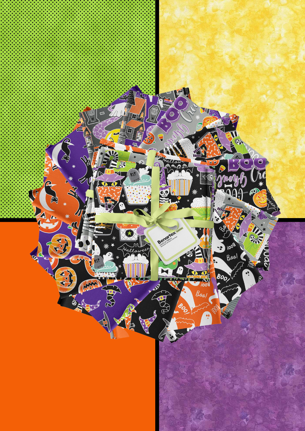 Halloween Beginner Quilt Kit - Chills & Thrills Glow in the Dark Halloween Cotton Fabric ABC & 123 Pattern