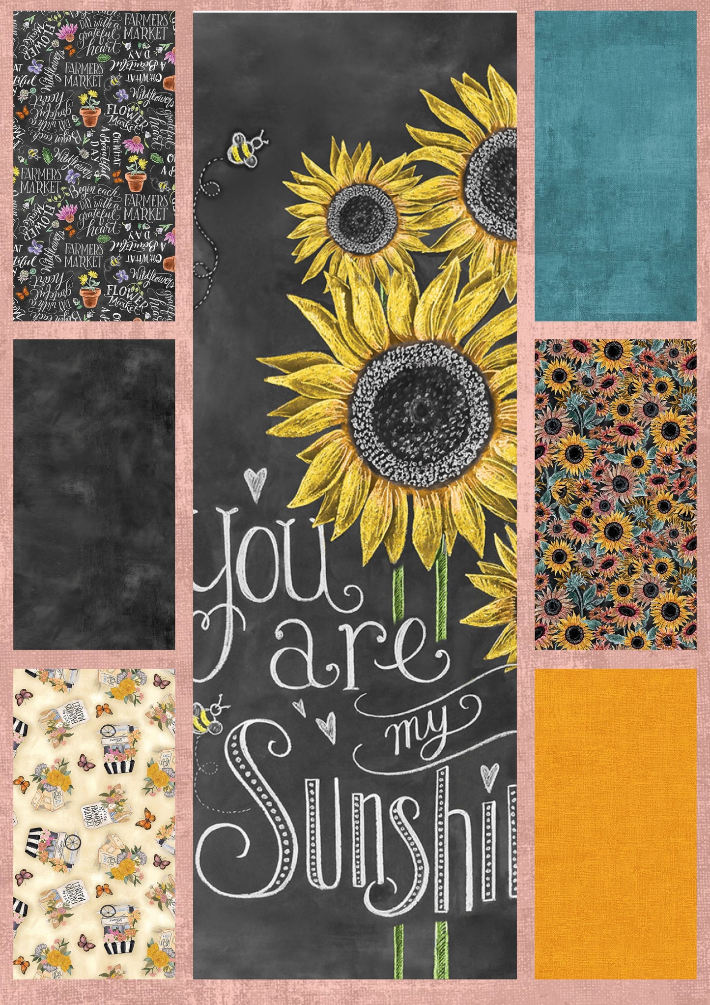 Flower Market Floral Rustic DIY Sunflower Panel Quilt - The Framed Collection
