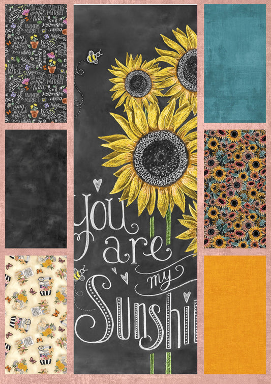 Flower Market Floral Rustic DIY Sunflower Panel Quilt - The Framed Collection