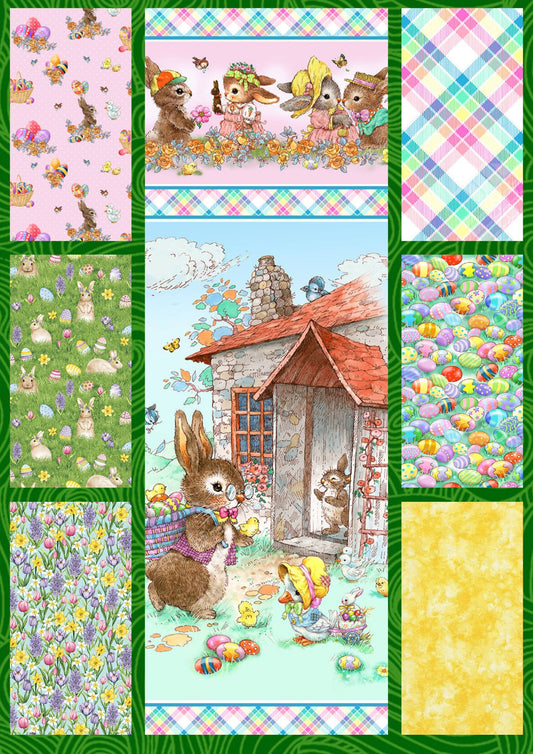 Hoppy Hunting & Bunny Tails Easter Beginner Quilt Kit with Picture This Pattern