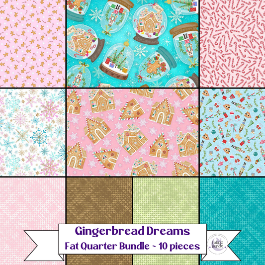 Gingerbread Dreams Cotton - Christmas Fabric Bundles - FQs Fabric Bundles (10 piece)