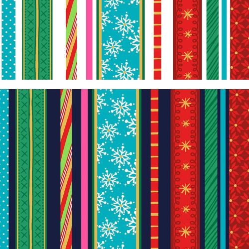 Striped Christmas Cotton Fabric from A Gnome to Fa La in two colorways