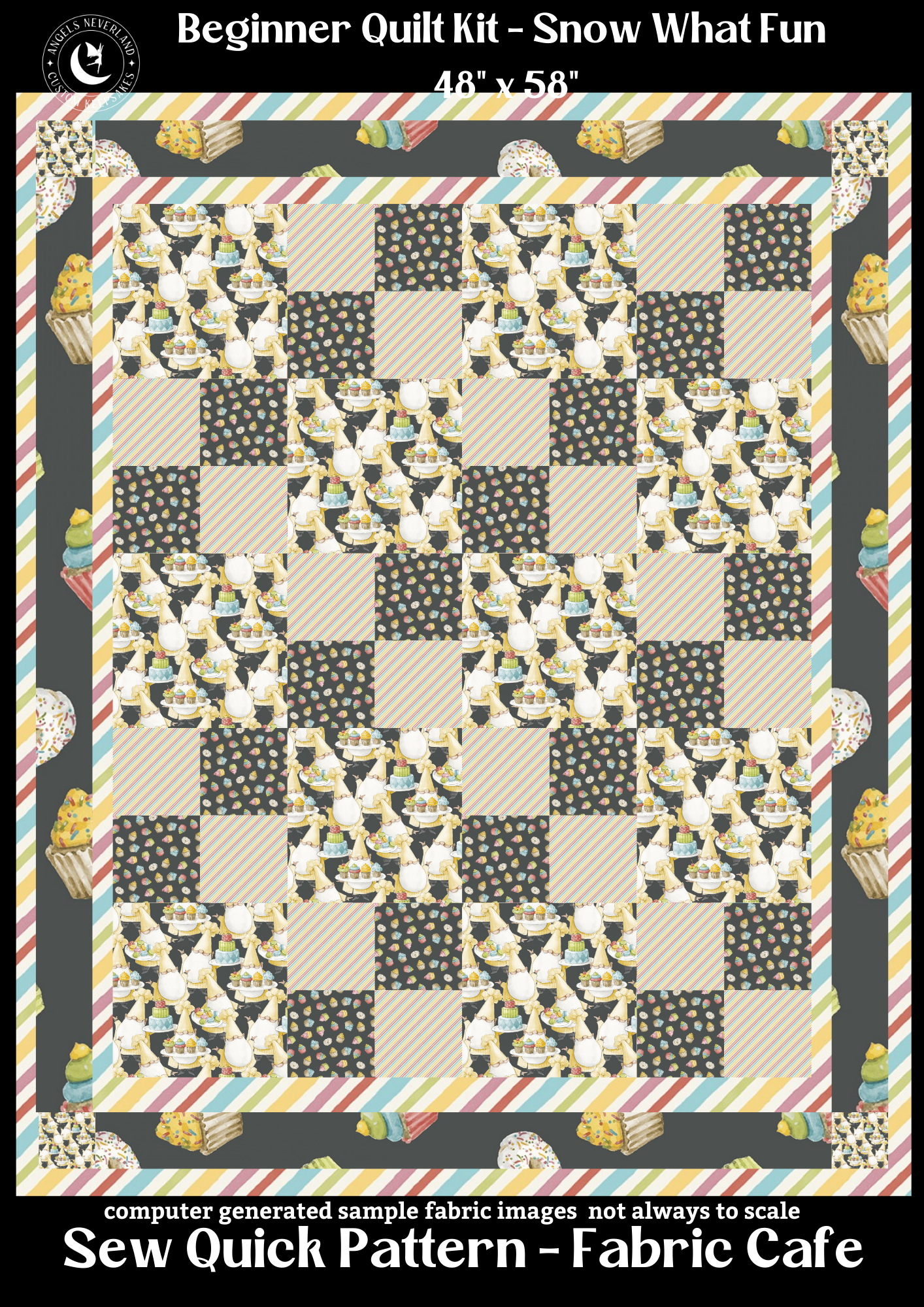 Sweet Little Pleasures Bias Stripes on cream - Fabric by the Yard