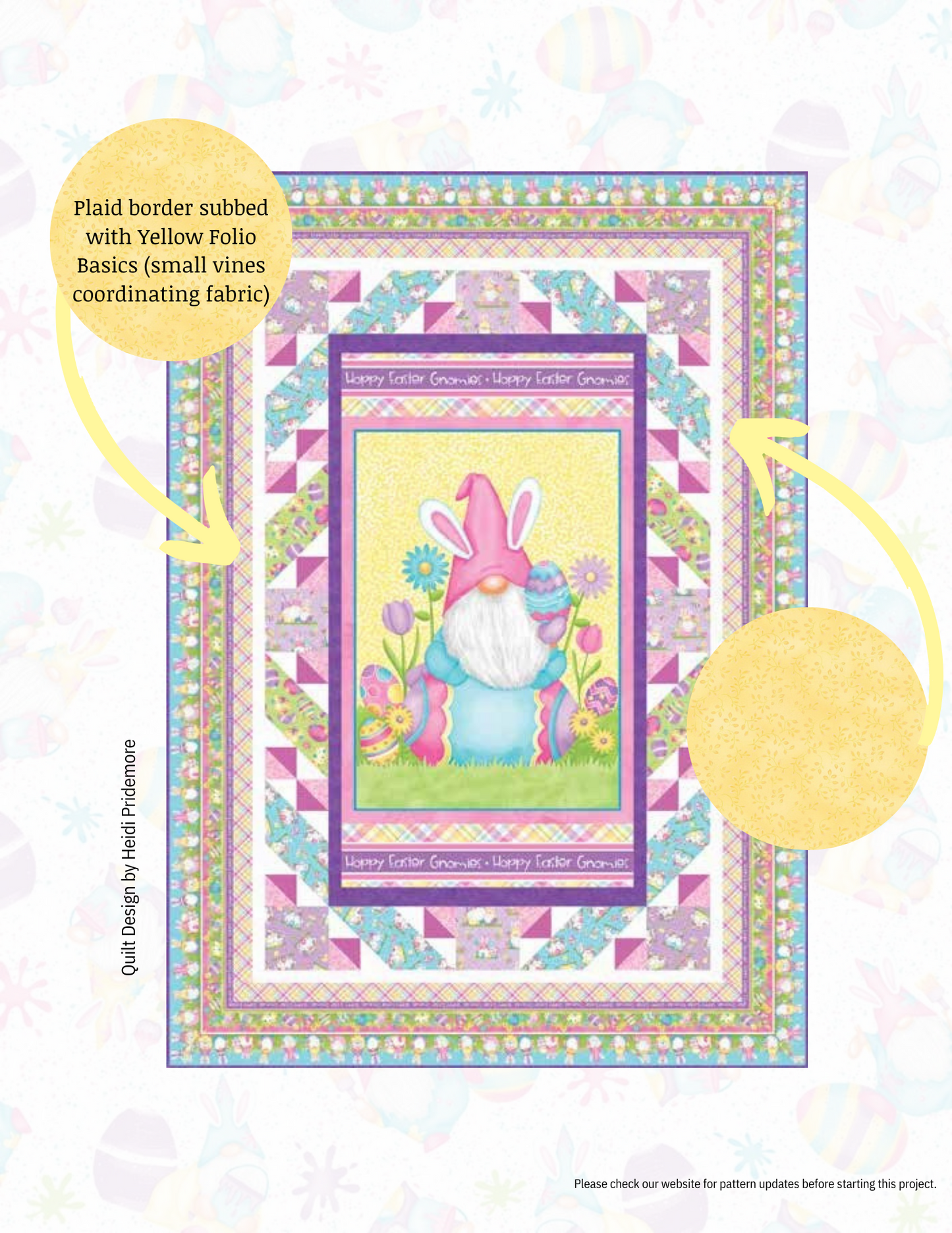 Hoppy Easter Gnomies Advanced Beginner QUILT KIT 1 with Henry Glass Easter Gnome Fabric 50"x70"