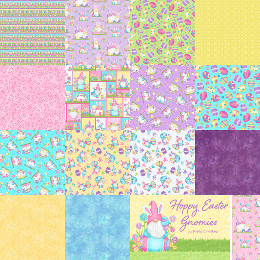One Yard Bundle 15 prints & 1 panel Hoppy Easter Gnomies by Henry Glass