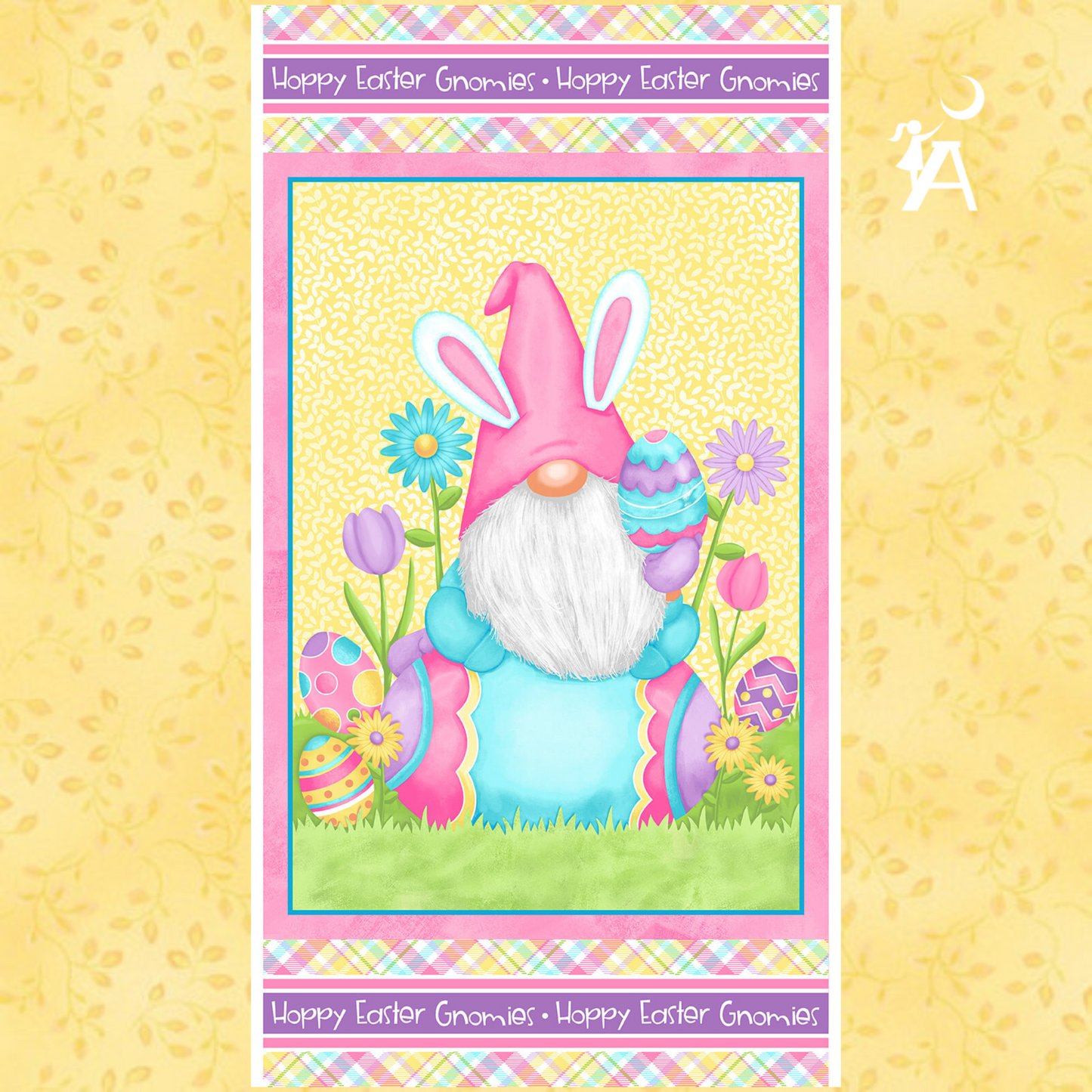 Hoppy Easter Gnomies Advanced Beginner QUILT KIT 1 with Henry Glass Easter Gnome Fabric 50"x70"
