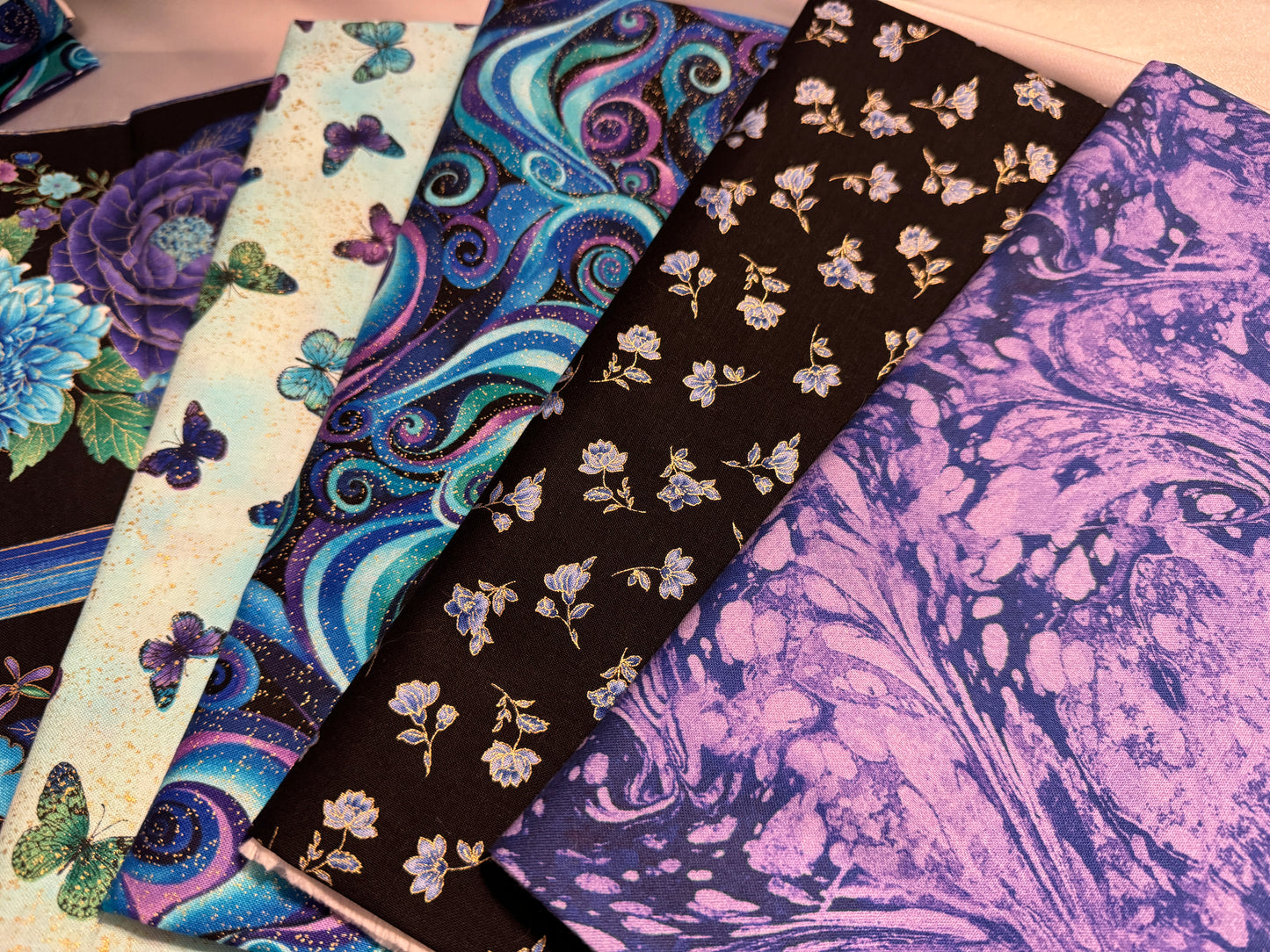 Fleur Butterflies Utopia Metallic Scrolls by Chong-A-Hwang Cotton Fabric by the Yard