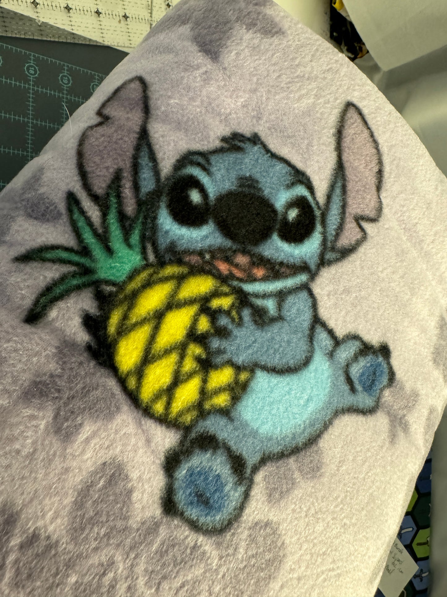 Lilo & Stitch Lavender Purple Pineapple Fleece HTF Rare Fleece Fabric by the Yard