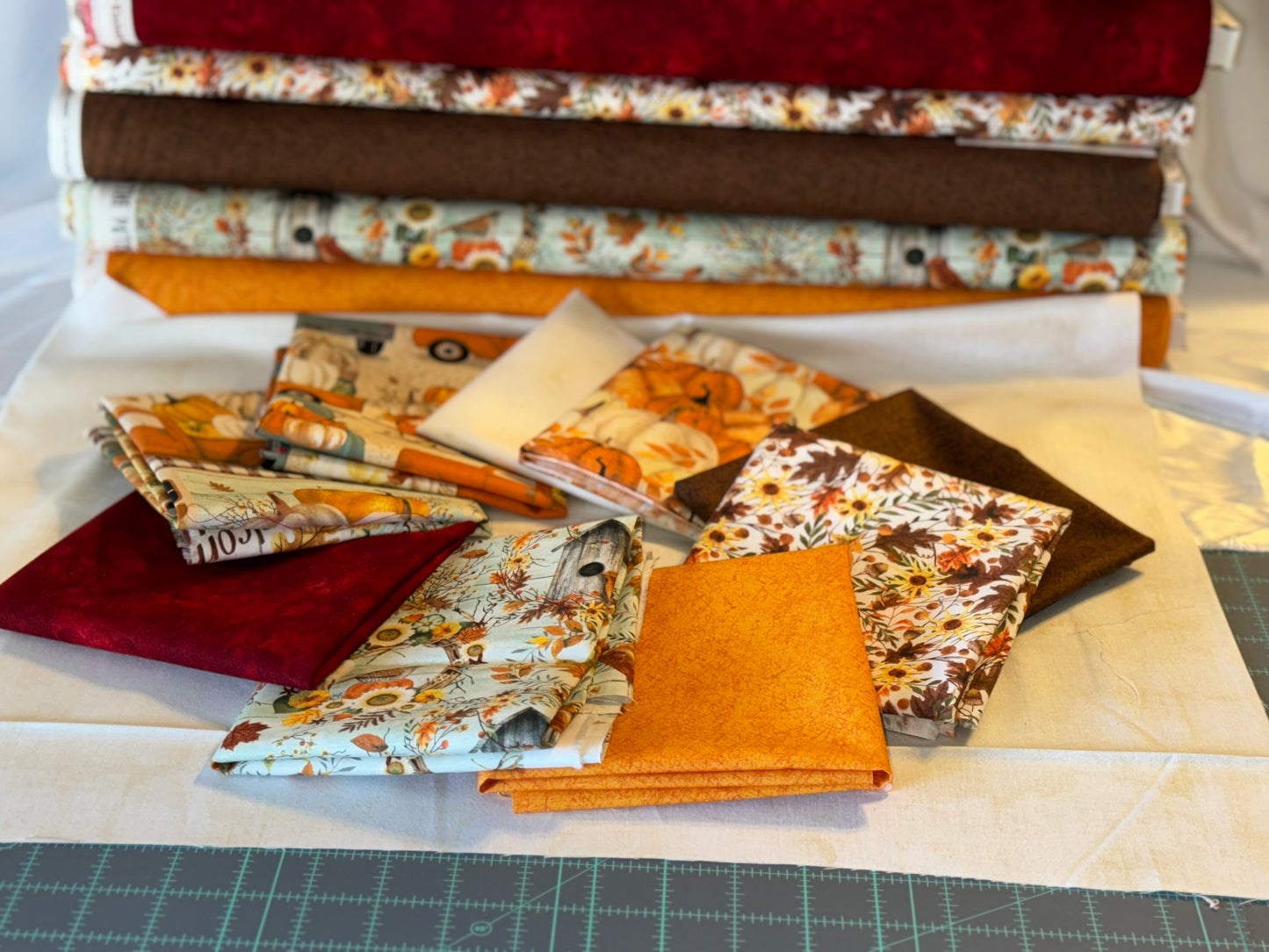 Pick of the Patch Fall Fabric Bundle with coordinating cotton blenders (FQs, 1/2 yard, 1 yd) 8 pieces