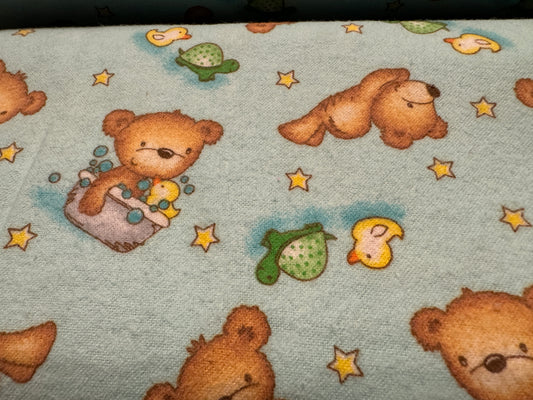 Teddy Bears & Rubber Ducky Comfy baby flannel fabric by the yard REMNENT - EOB 2 1/3 yard