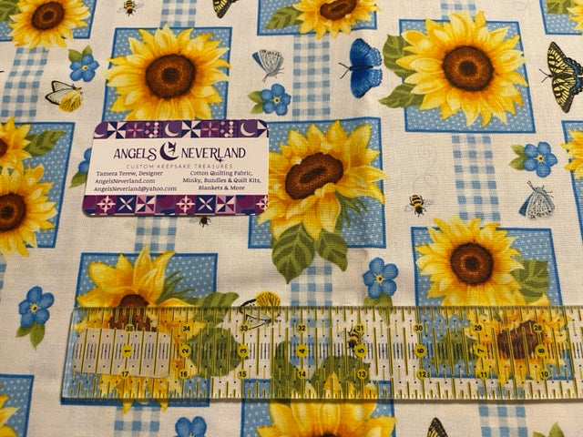 Sunny Sunflowers by Studio E Fabric Bundle, FQs Bundle Fabric, Honey Bee Cotton Fabric, Sunflower Panel, Sunflower Blocks, Bee Fabric