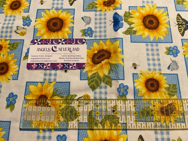 Sunny Sunflowers by Studio E Fabric Bundle, FQ Bundle Fabric, Honey Bee Cotton Fabric, Sunflower Panel, Sunflower Blocks, Bee Fabric
