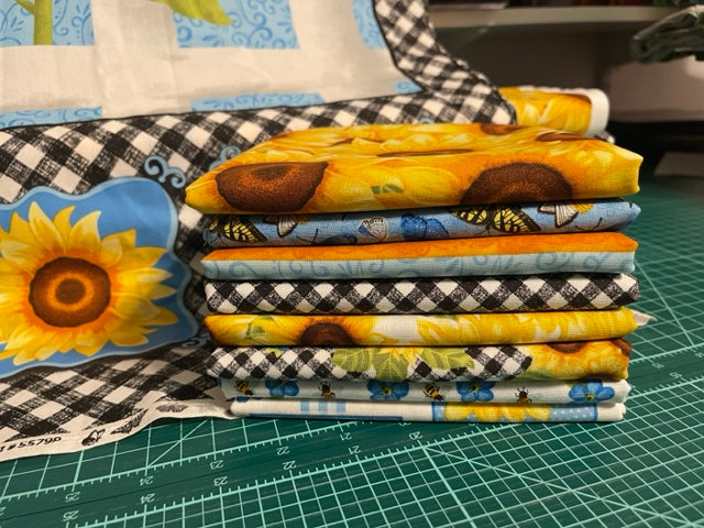 Sunny Sunflowers by Studio E Fabric Bundle, FQs Bundle Fabric, Honey Bee Cotton Fabric, Sunflower Panel, Sunflower Blocks, Bee Fabric