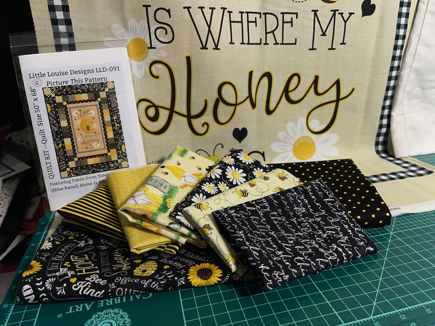 Beginner Bee Hive Quilt Kit Timeless Treasures Home Is Where My Honey Is DIY Panel Quilt with Picture This Pattern