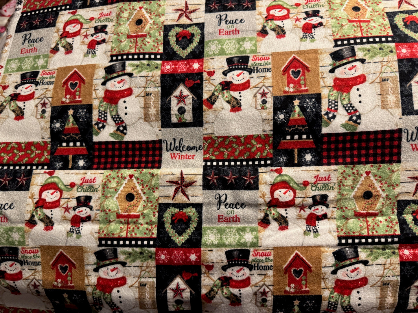 Snow Place Like Home Studio E Snowman FLANNEL Fabric Block Panel + Christmas Flannel by the Yard