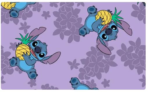 Lilo & Stitch Lavender Purple Pineapple Fleece HTF Rare Fleece Fabric by the Yard