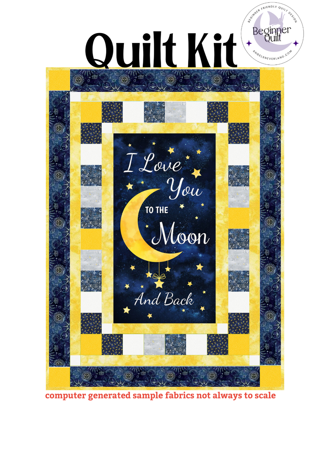 Love you to The Moon and Back with Celestial Fabrics Beginner Quilt Kit w/ Picture This Pattern