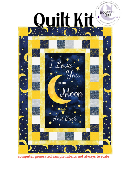 Love you to The Moon and Back with Celestial Fabrics Beginner Quilt Kit w/ Picture This Pattern