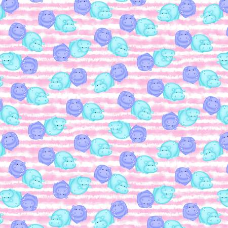 Hippo Print Comfy baby flannel - hippopotamus flannel fabric by the yard