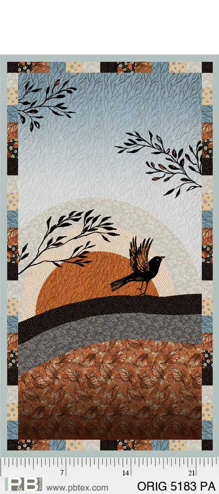 P & B Textiles Origins Whimsical Crow Panel & PRECUTS - DIY Beginner Quilt Kit