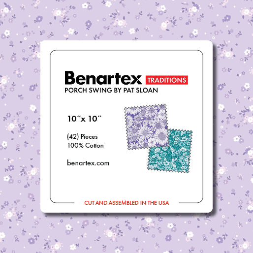 Porch Swing 10x10 inch pre-cut floral quilt squares from Benartex