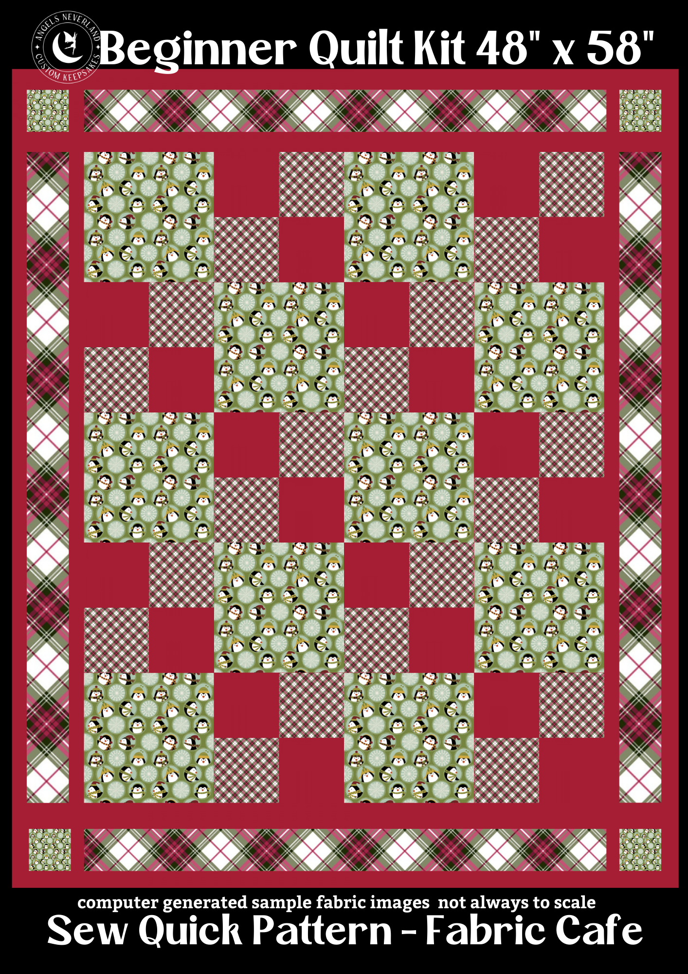 Beginner Quilt Kit from Fabric Café with Penguin Fabric & FREE video tutorial