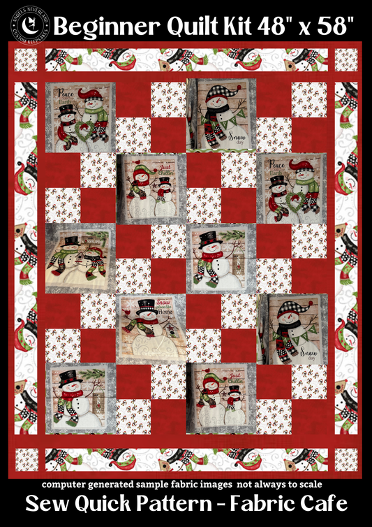 Snowman Block Panel Quilt Kit - Snow Place Like Home & FREE video tutorial
