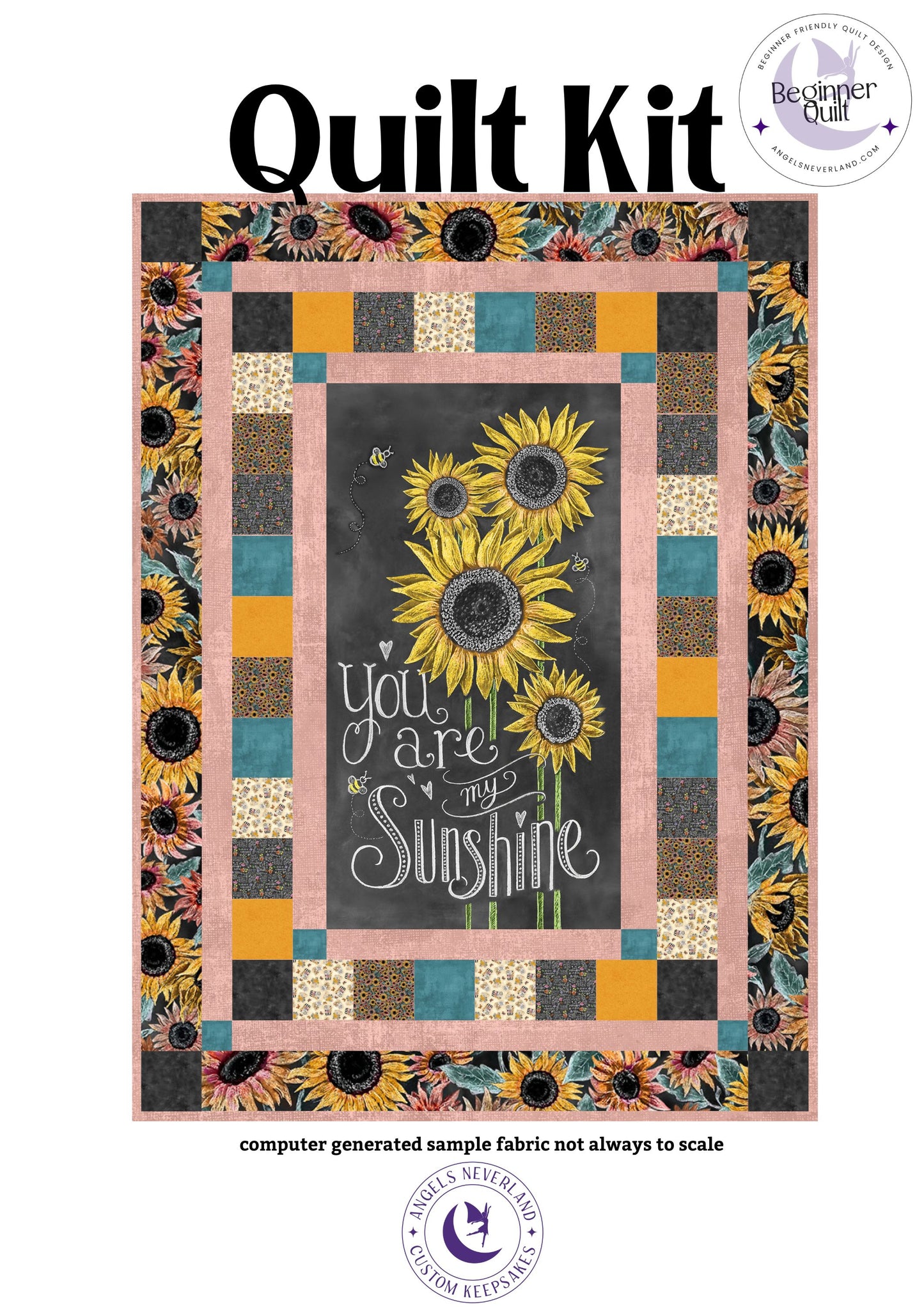 Flower Market Floral Rustic DIY Sunflower Panel Quilt - The Framed Collection