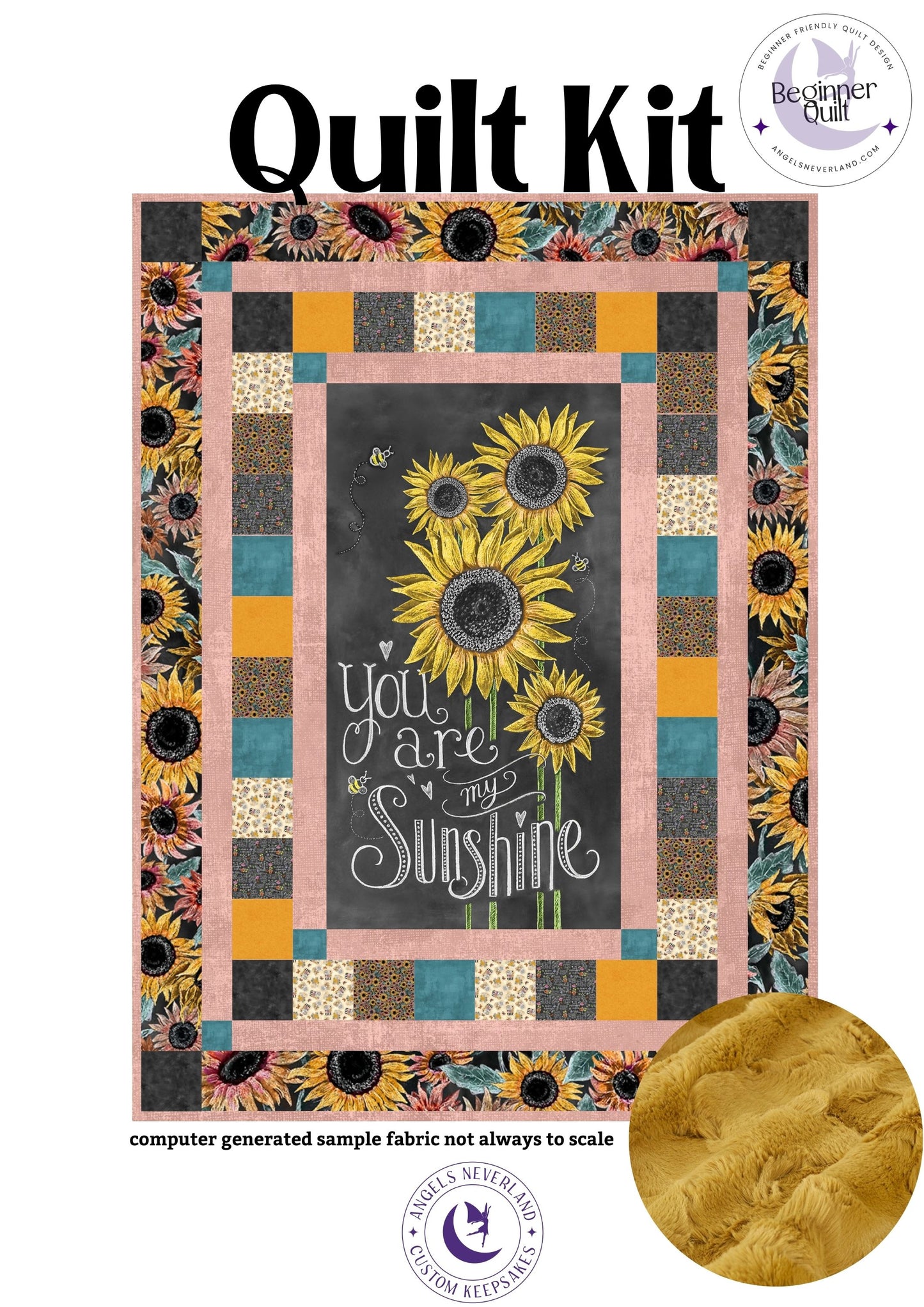 Flower Market Floral Rustic DIY Sunflower Panel Quilt - The Framed Collection