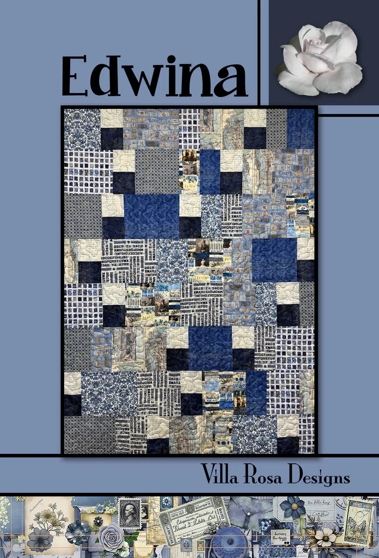 Digital RoseCard -Edwina Quilt Pattern PDF Download - Beginner FQ quilt pattern