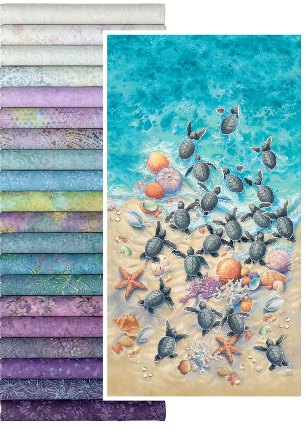 Baby Sea Turtle Panel Beginner QUILT KIT - Race to Safety & Paradise Batik Precuts