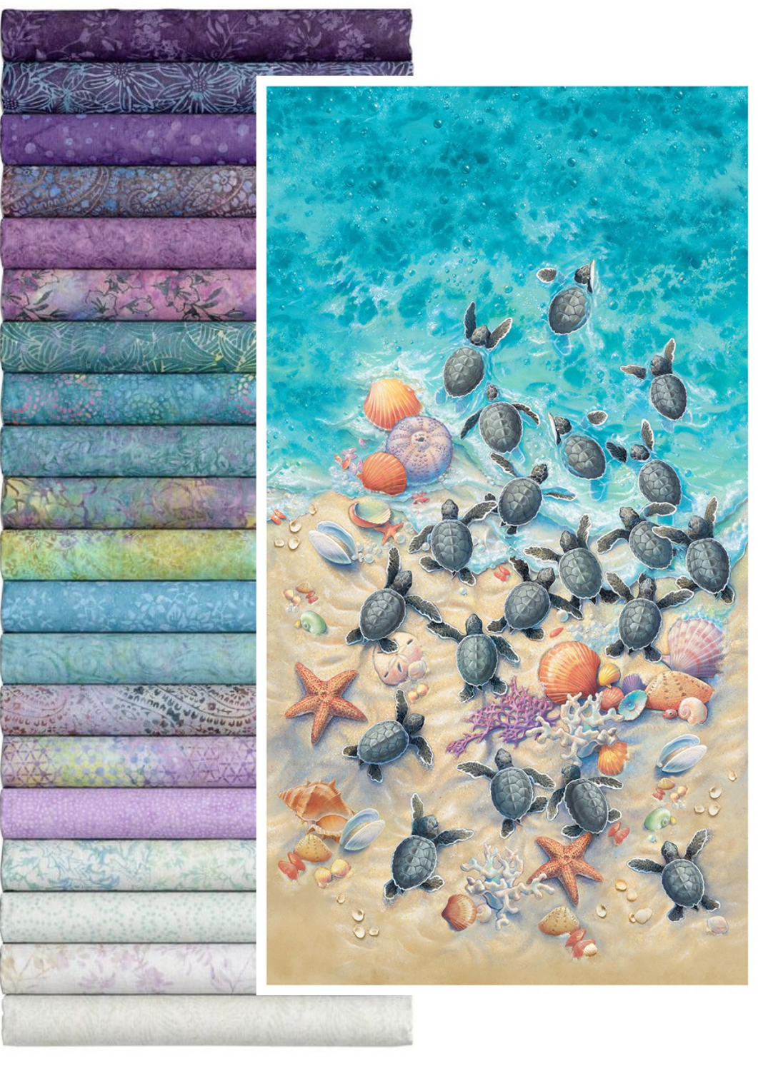 Baby Sea Turtle Panel Beginner QUILT KIT - Race to Safety & Paradise Batik Precuts