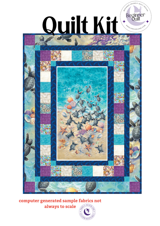 Race to Safety Baby Sea Turtle Panel Beginner QUILT KIT with Picture This Pattern