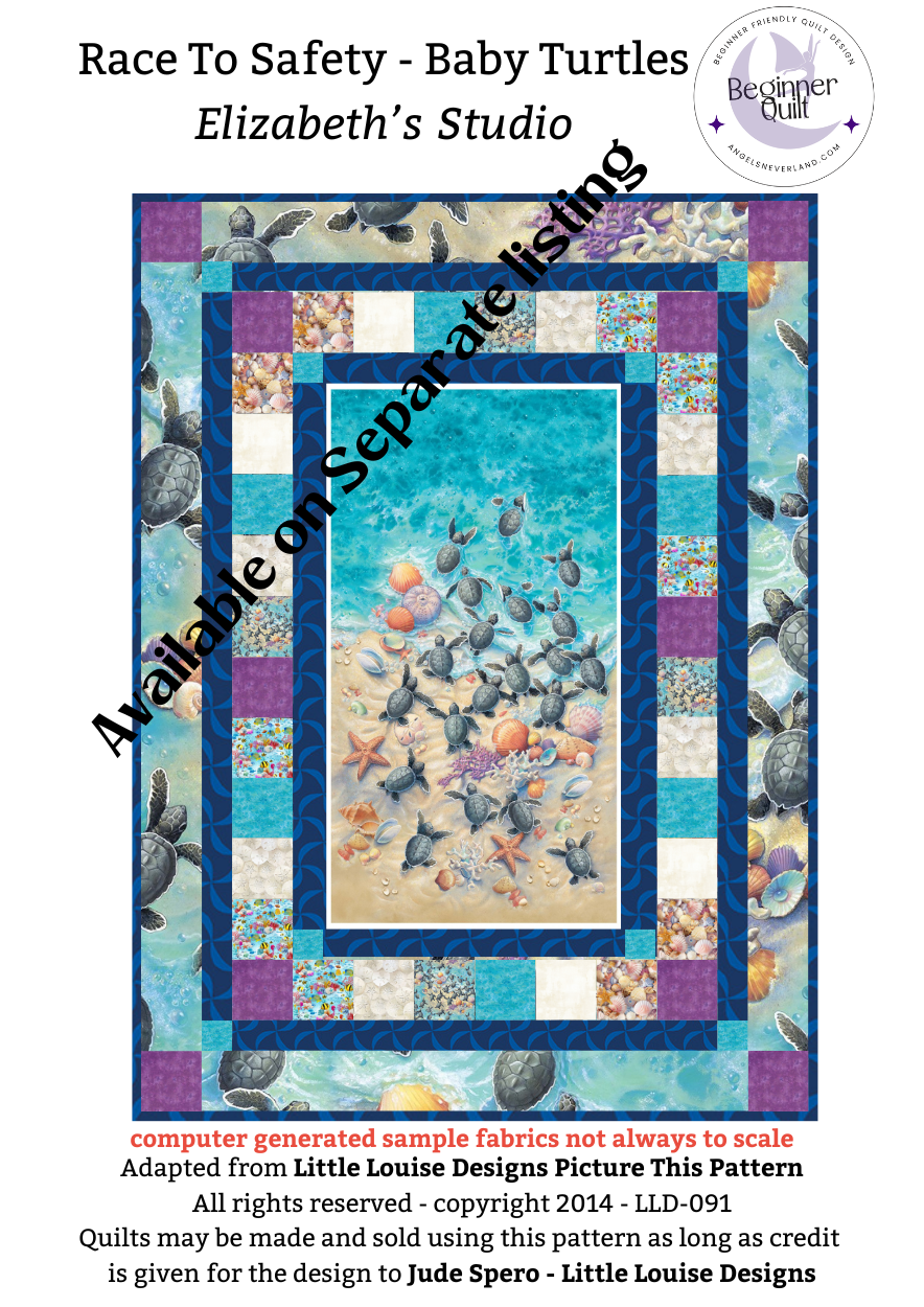 Baby Sea Turtle Panel Beginner QUILT KIT - Race to Safety & Paradise Batik Precuts