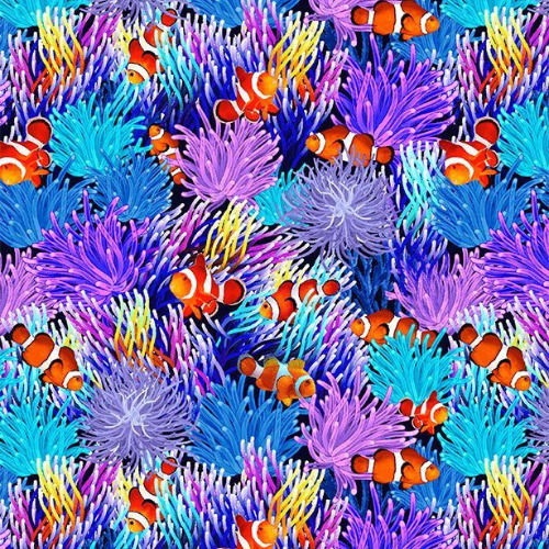 Ocean Life FQs Bundle - Coral Reef and Sea Diatoms Fabric