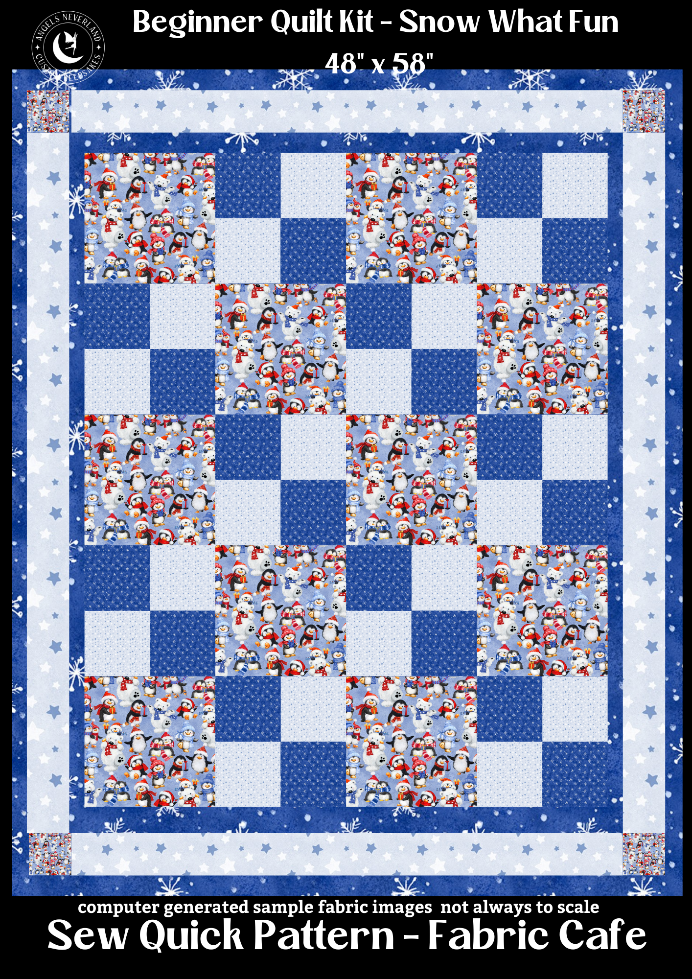 Snow What Fun Penguin Quilt Kit - FREE video tutorial from Fabric Café