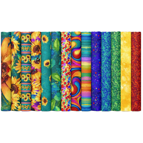 Sundance Sunflower Fabric Collection of Fat Quarters & Panel Bundle