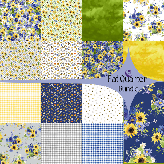 Sunflower Bouquets FQs Fabric Bundle by Heatherlee Chan (15 pieces)