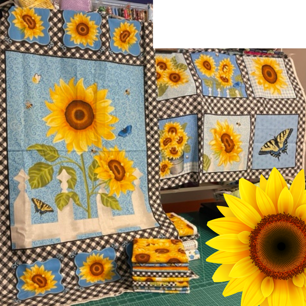 Sunny Sunflowers by Studio E Fabric Bundle, FQs Bundle Fabric, Honey Bee Cotton Fabric, Sunflower Panel, Sunflower Blocks, Bee Fabric