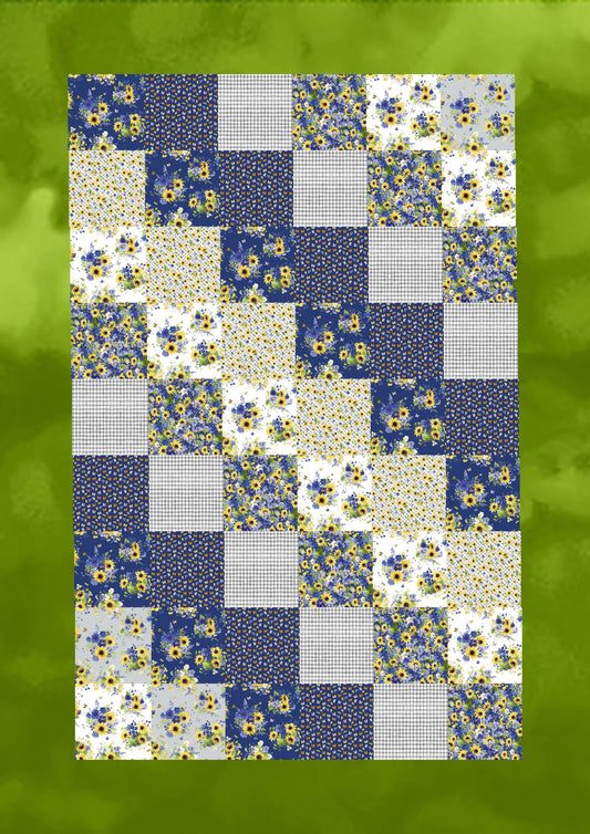 Sunsprite Quilt Kit with Sunflower Bouquet- Easy & Fast Beginner FQ Quilt