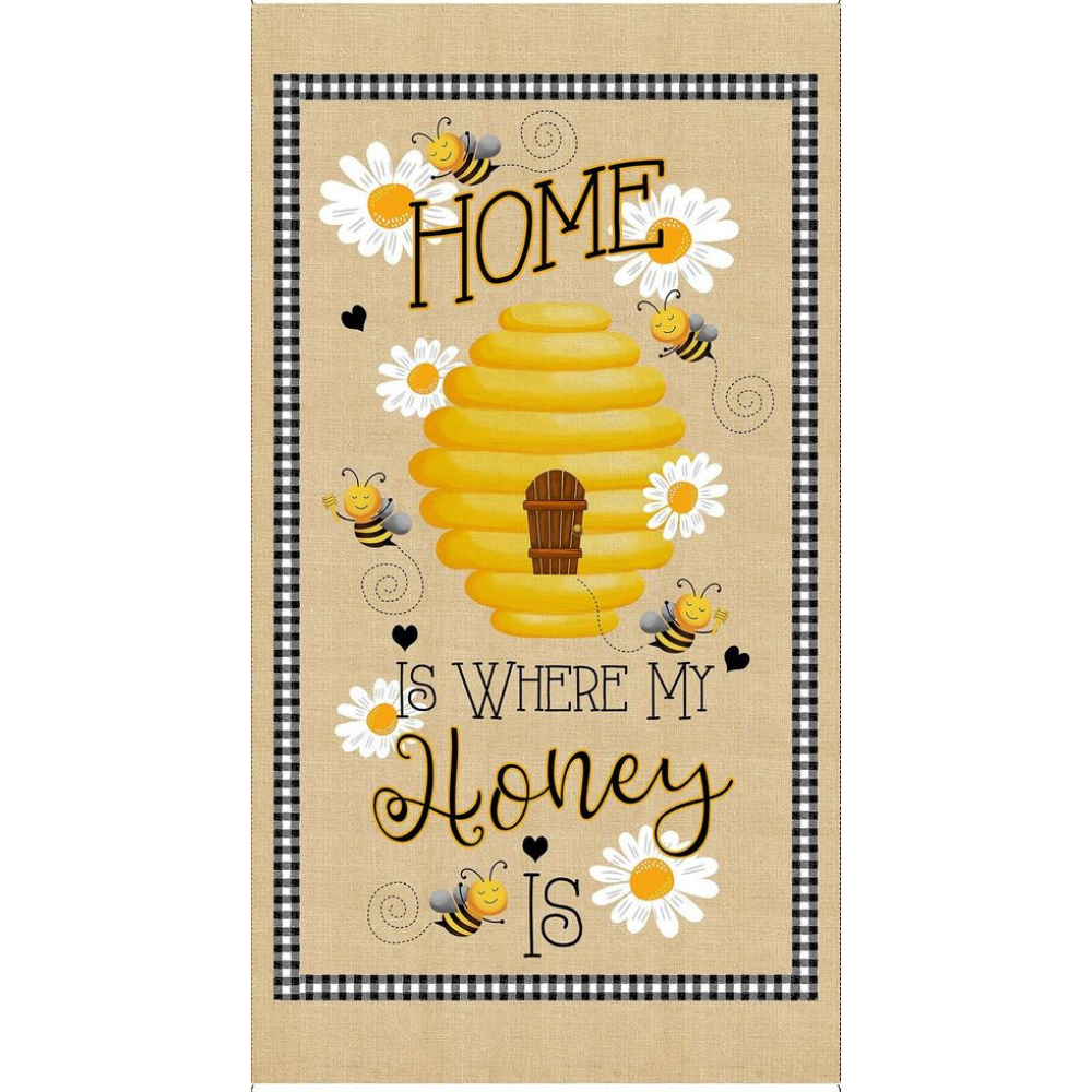 Sweet Bees Fabric Bundle with Home Is Where My Honey is Panel 9 pcs + Quilt Panel