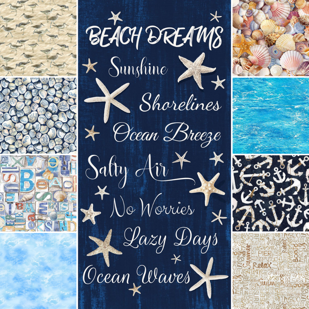 Beach and Nautical Fabric Bundles with Beach Dreams Panel by Timeless Treasures