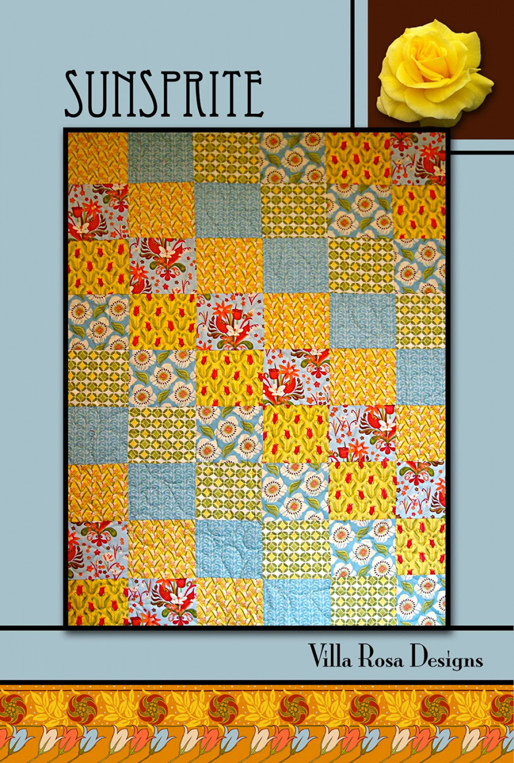 Digital RoseCard - Sunsprite Quilt Pattern PDF Download - Beginner FQ Quilt