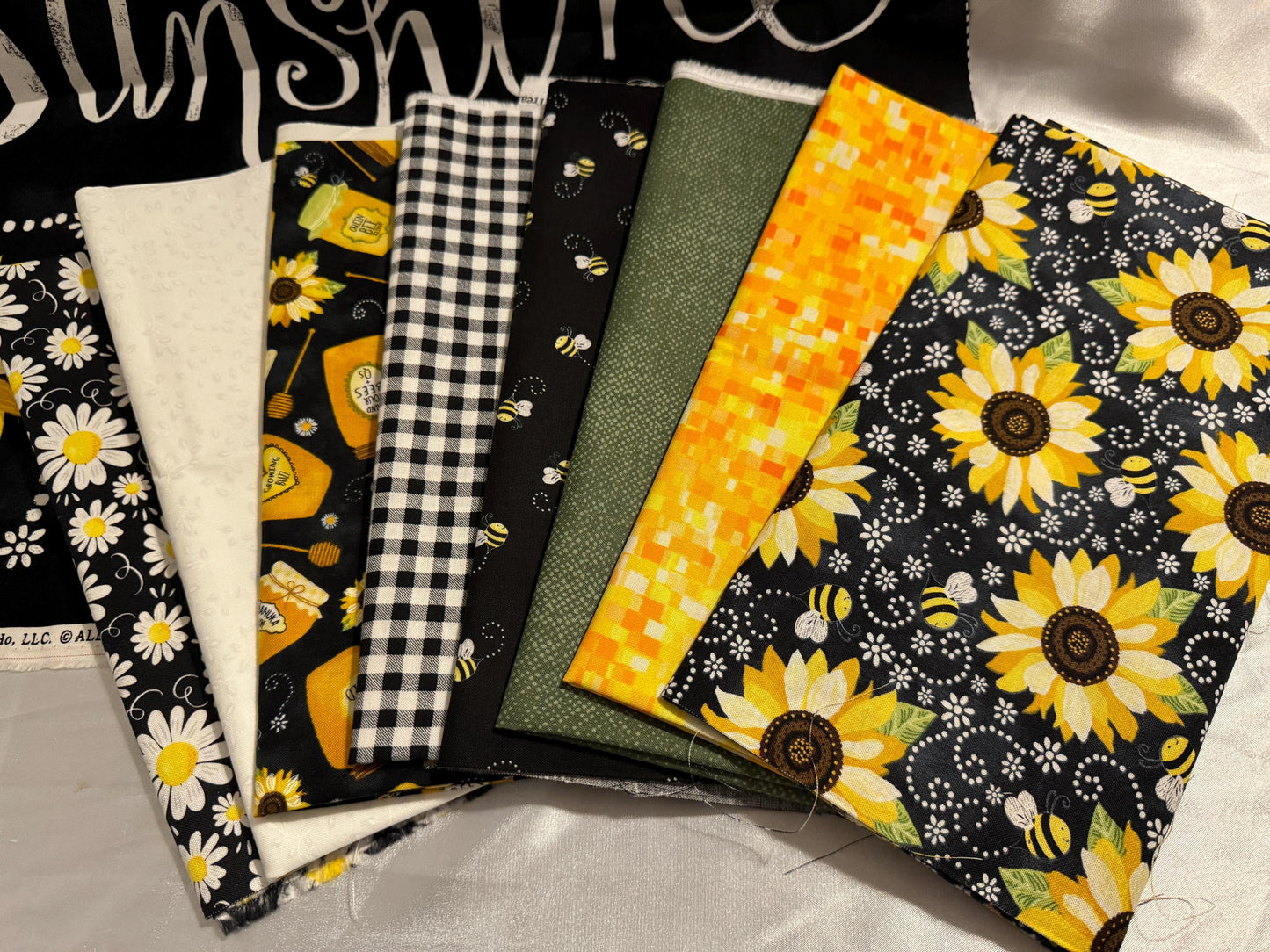 You are my Sunshine Fat Quarter Fabric bundle with Sunflower Cotton Panel - Floral Sunshine FQs
