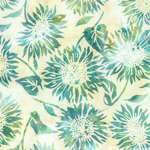 Angels Neverland Hoffman Fabrics Sunflower Summer Batik in Spruce Green